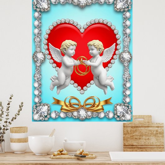 Romantisch Hartontwerp Poster (Keuken)