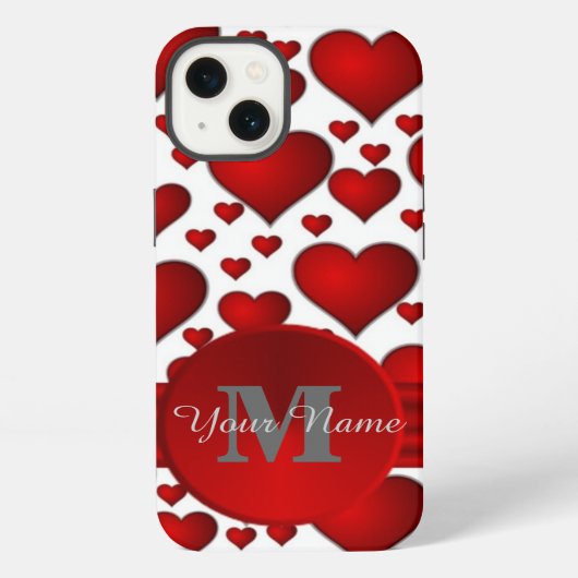 Romantisch hartpatroon met monogram iPhone hoesje (Achterkant)