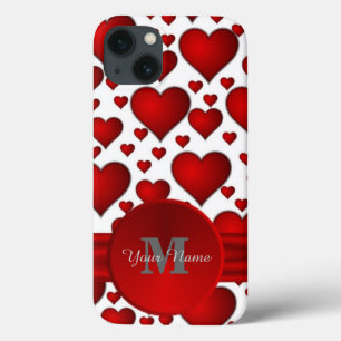 Romantisch hartpatroon monografisch iPhone 13 hoesje