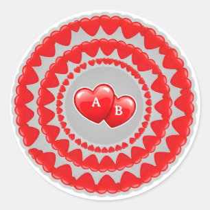 Romantisch Hartpatroon Ronde Sticker