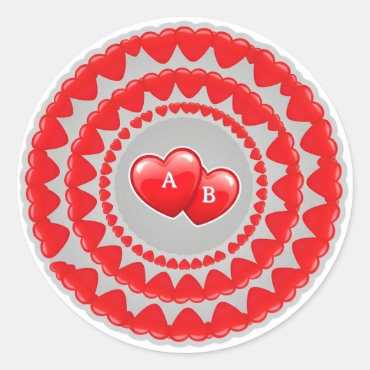 Romantisch Hartpatroon Ronde Sticker (Voorkant)