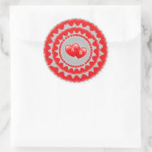 Romantisch Hartpatroon Ronde Sticker (Tas)