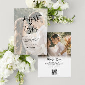 Romantisch Hartschrift 2 Foto QR Code Huwelijk Kaart