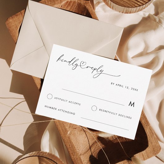 Romantisch hartschrift minimalistische elegante br RSVP kaartje