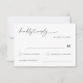 Romantisch hartschrift minimalistische elegante br RSVP kaartje (Voorkant)