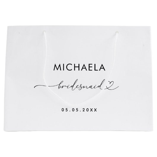 Romantisch Hartschrift Wit Minimalistisch Bruidsme Groot Cadeauzakje (Voorkant)