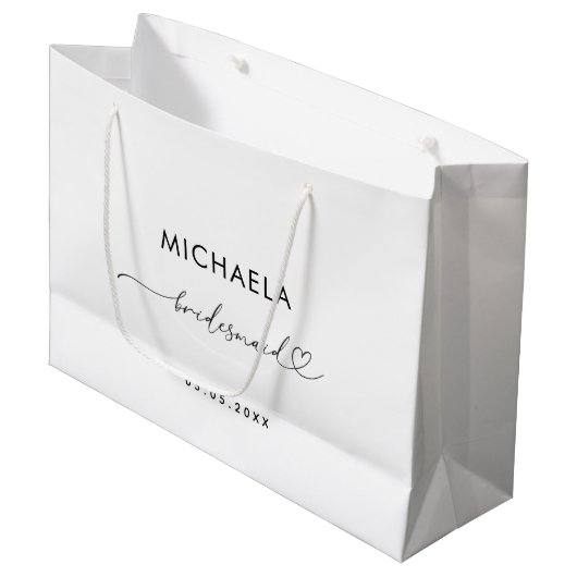 Romantisch Hartschrift Wit Minimalistisch Bruidsme Groot Cadeauzakje (Voorkant Gekanteld)