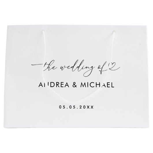 Romantisch hartscript minimalistisch de bruiloft v groot cadeauzakje (Voorkant)