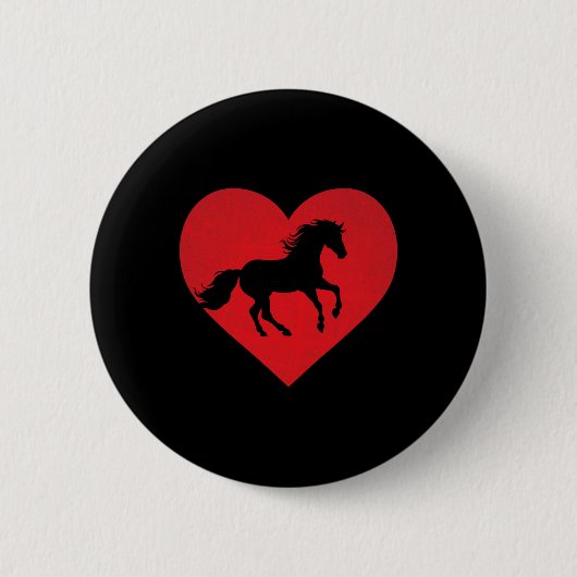 Romantisch hartvormig paard Equestrian Lover Valen Ronde Button 5,7 Cm (Voorkant)