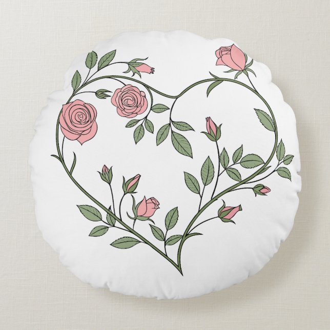 Romantisch hartvormig Rozen wijnstok kussen (Voorkant)