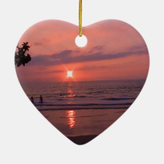 Romantisch Hawaiiaans Sunset Ocean Beach Keramisch Ornament (Achterkant)