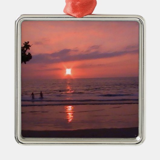 Romantisch Hawaiiaans Sunset Ocean Beach Metalen Ornament (Voorkant)