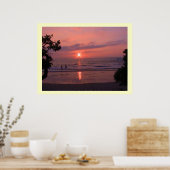 Romantisch Hawaiiaans Sunset Ocean Beach Poster (Keuken)