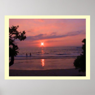 Romantisch Hawaiiaans Sunset Ocean Beach Poster