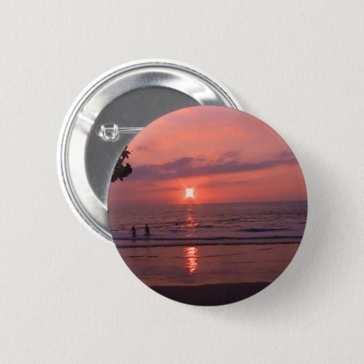 Romantisch Hawaiiaans Sunset Ocean Beach Ronde Button 5,7 Cm (Voorkant /achterkant)