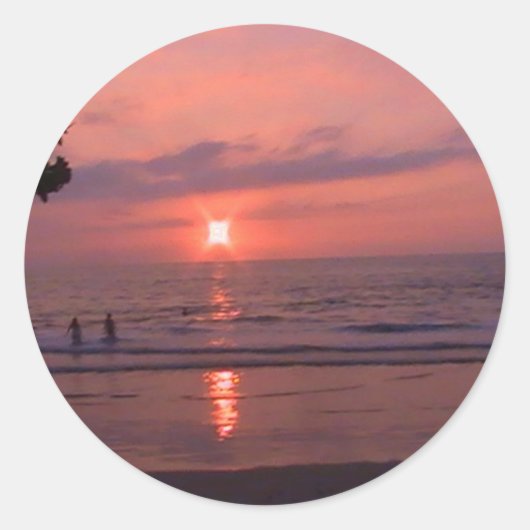 Romantisch Hawaiiaans Sunset Ocean Beach Ronde Sticker (Voorkant)