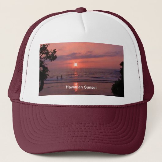 Romantisch Hawaiiaans Sunset Ocean Beach Trucker Pet (Voorkant)