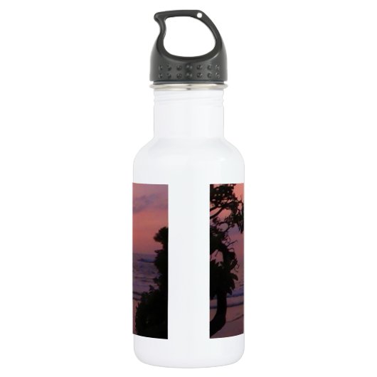 Romantisch Hawaiiaans Sunset Ocean Beach Waterfles (Achterkant)