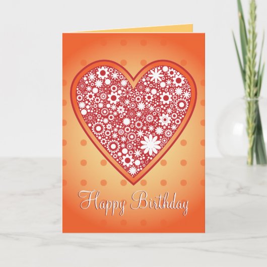 Romantisch Heart Design "Happy Birthday" Kaart (Voorkant)