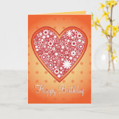 Romantisch Heart Design "Happy Birthday" Kaart (Gele Bloem)