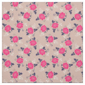Romantisch Heet Roze Beige Bloemen Patroon Stof (Swatch)