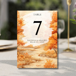 Romantisch herfst bos pad bladeren vallen bruiloft kaart