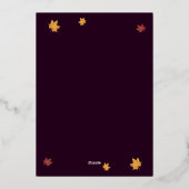 Romantisch Herfst Dahlia repetitie diner Folie Uitnodiging (Achterkant)