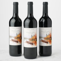 Romantisch herfst meer en boot bruiloft