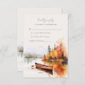 Romantisch herfst meer met boot Wedding RSVP Kaart (Voorkant / Achterkant)