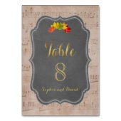 Romantisch herfst-muziekmotief tafelnummer voor de (Achterkant)
