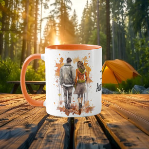Romantisch Herfst paar paraplu Mok