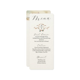 Romantisch herfsthuwelijksmenu kaart