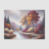 Romantisch Herfstrivier Landschap Decoupage Tissuepapier (Voorkant)
