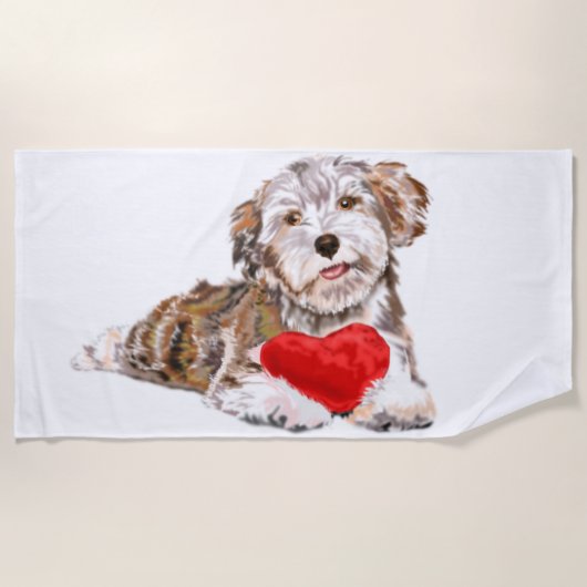 Romantisch Huisdier Hond Gift Strandlaken (Voorkant)