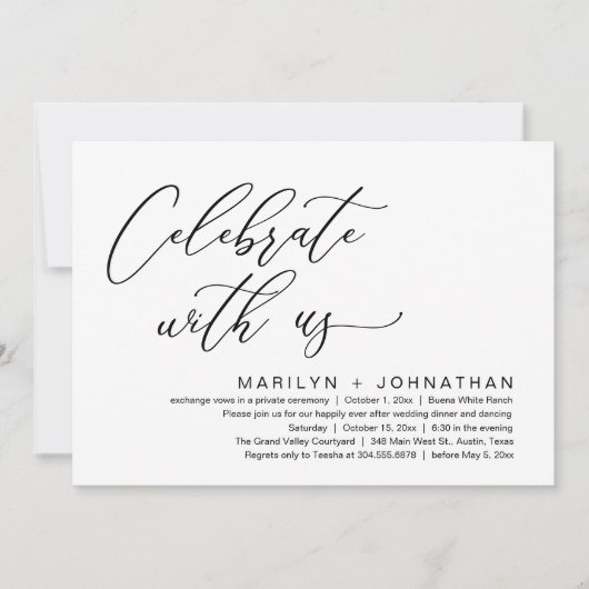 Romantisch huwelijksdinerfeest, Feest met ons mee Kaart (Voorkant)