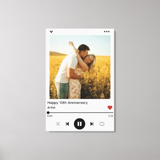 Romantisch Huwelijksjubileum Foto Song Album Canvas Afdruk (Voorkant)