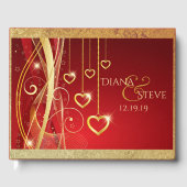 Romantisch huwelijksmonogram | Red Gold Hearts Gastenboek (Voorkant)