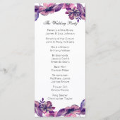 Romantisch huwelijksprogramma. Paarse bloemencerem Programmakaart (Achterkant)