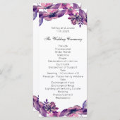 Romantisch huwelijksprogramma. Paarse bloemencerem Programmakaart (Voorkant / Achterkant)