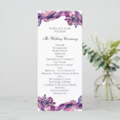 Romantisch huwelijksprogramma. Paarse bloemencerem Programmakaart (Staand voorkant)