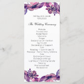 Romantisch huwelijksprogramma. Paarse bloemencerem Programmakaart (Voorkant)