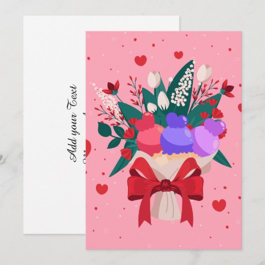 Romantisch Ice Cream Bouquet Schattige Flowers Hea Feestdagenkaart (Voorkant / Achterkant)