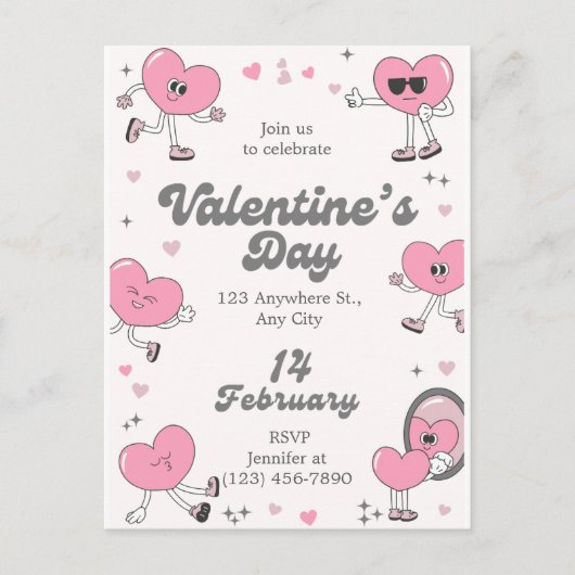 Romantisch iedere dag is Valentijnsdag aangepaste Feestdagenkaart (Voorkant)