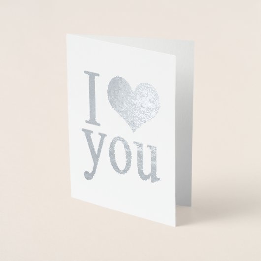romantisch Ik hou van je hart zilver Folie Kaarten (Voorkant)