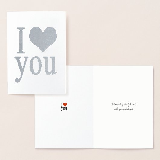 romantisch Ik hou van je hart zilver Folie Kaarten (Display)