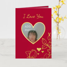 Romantisch Ik hou van je Harten Bloemen Foto Folie