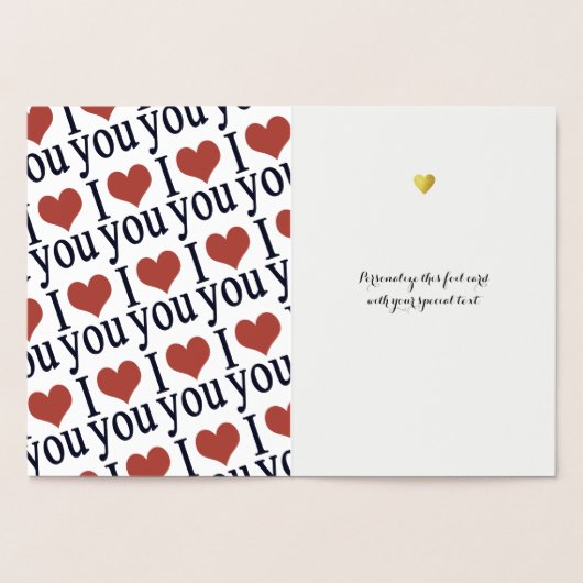 Romantisch 'Ik hou van je' harten gouden \ goud Folie Kaarten (Binnen)