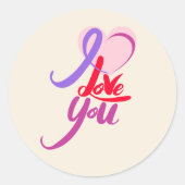 Romantisch Ik hou van je Valentijn Ronde Sticker (Voorkant)