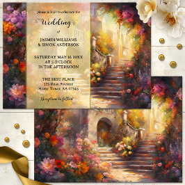 Romantisch Italiaans Floral Art Bruiloft Kaart
