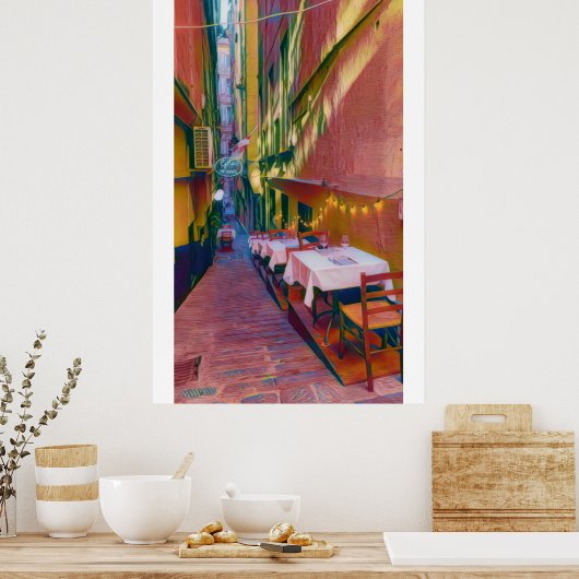 Romantisch Italiaans straat 2 Poster (Keuken)